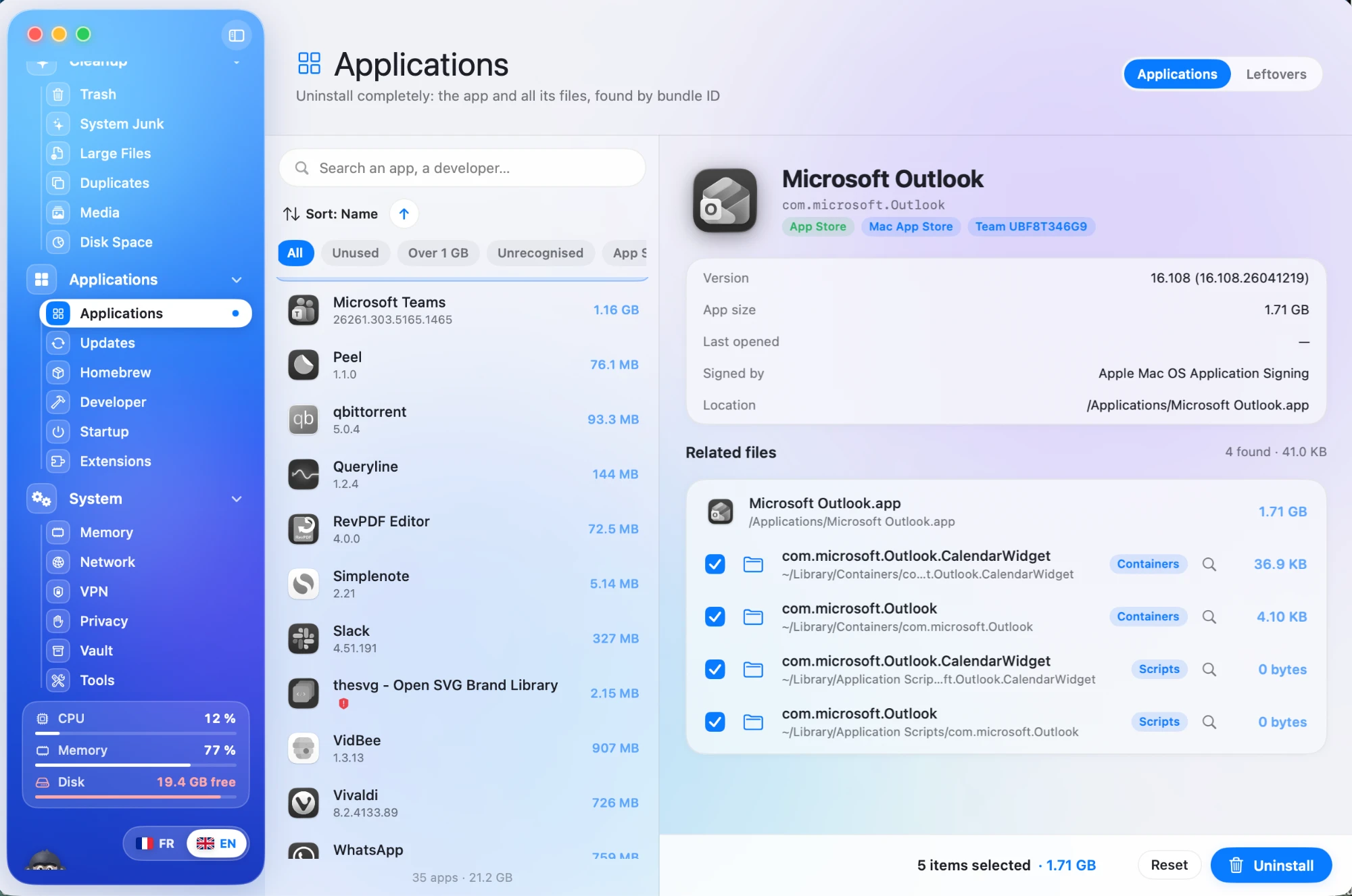 KairOS · uninstall an app and all its files